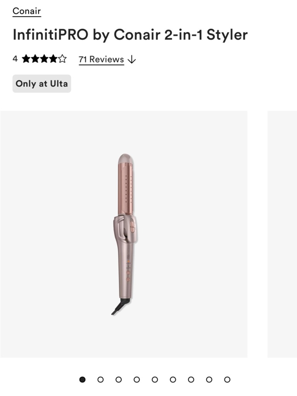 Conair InfinitiPRO 2-in-1 Styler - Rose Gold PARTS ONLY SEE DES. Works perfect
